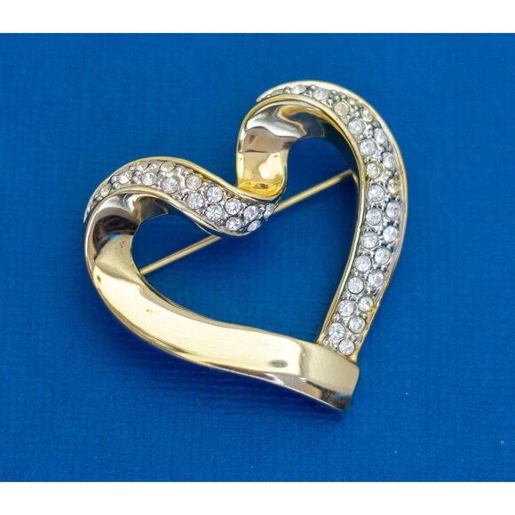 Vintage Light Gold Tone Love Heart Romantic Valentines Day Brooch D10 - Picture 1 of 2